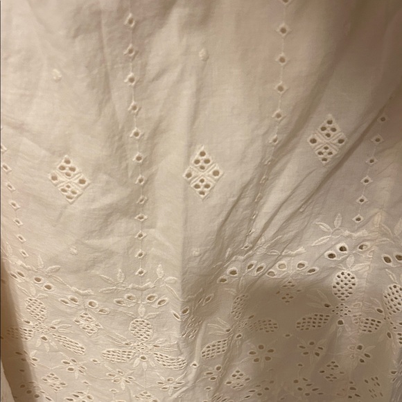 🐞LUCKY BRAND Light Cream Eyelet Midi Dress with Smocked Back size L GUC - Picture 8 of 16